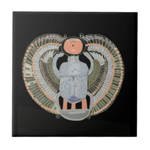 Egyptian Pastel Coloured Scarab Beetle  Ceramic Tile