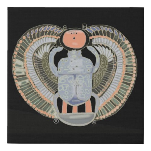 Egyptian Pastel Coloured Scarab Beetle  Faux Canvas Print