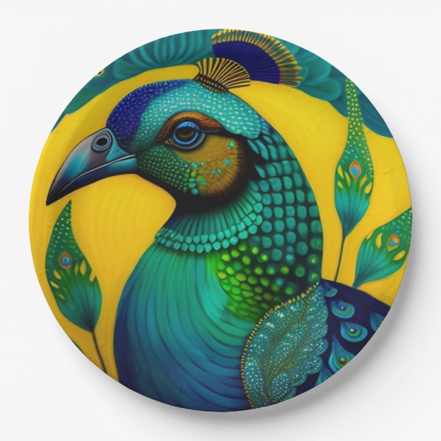 Egyptian Peacock Paper Plates (Front)