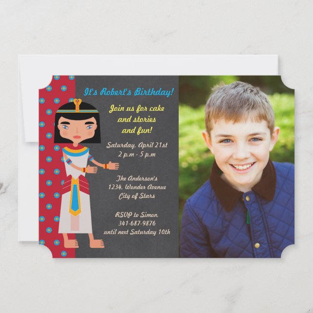 Egyptian pharaoh  birthday Party photo invitation (Front)