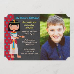 Egyptian pharaoh birthday Party photo invitation