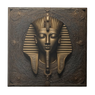 Egyptian Pharaoh Bronze Gold Decorative Ceramic Tile