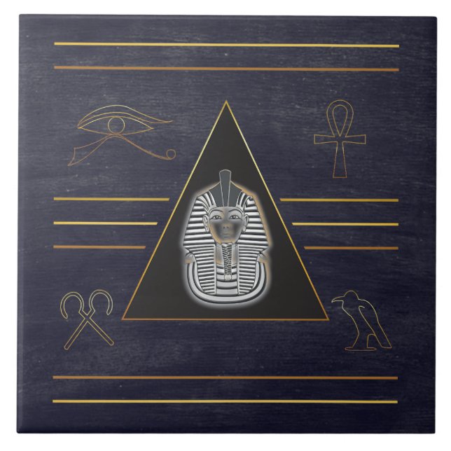 Egyptian Pharaoh Hieroglyphs Ceramic Tile (Front)