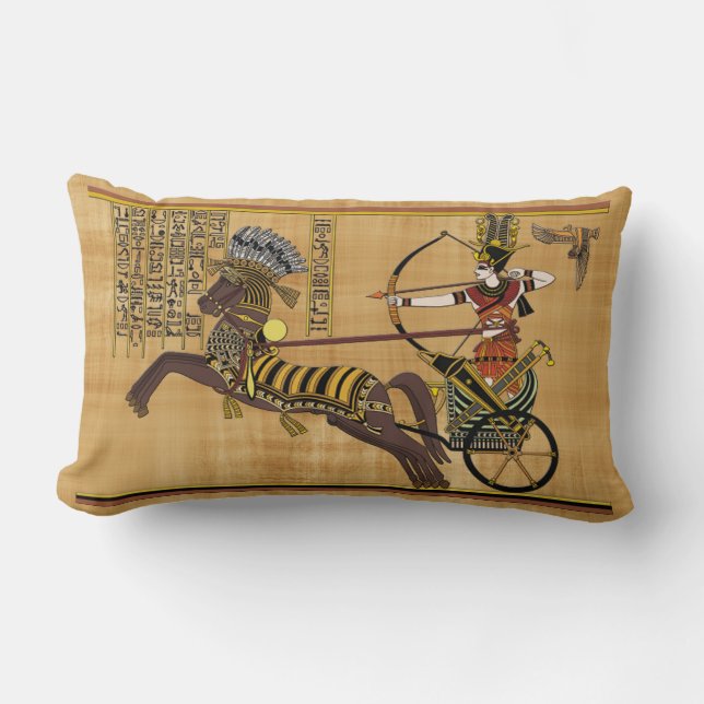 Egyptian Pharaoh Ramesses II & Chariot at Kadesh Lumbar Pillow (Front)