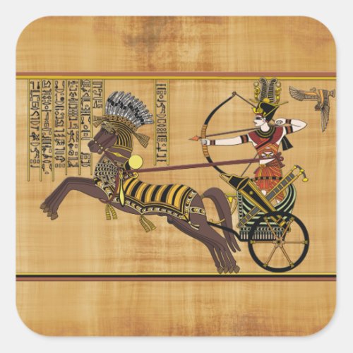 Egyptian Pharaoh Ramesses II  Chariot at Kadesh Square Sticker