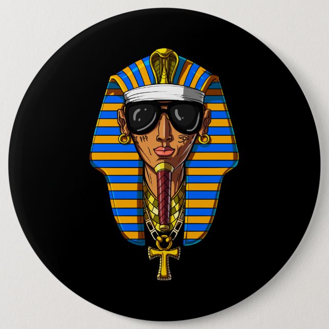 Egyptian Pharaoh Tutankhamon Gangsta King Tut Button (Front)