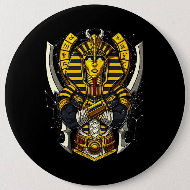 Egyptian Pharaoh Tutankhamun Ancient King Tut Button (Front)