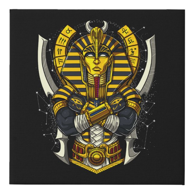Egyptian Pharaoh Tutankhamun Ancient King Tut Faux Canvas Print (Front)