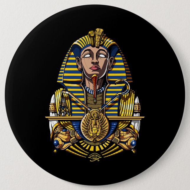 Egyptian Pharaoh Tutankhamun King Tut Button (Front)