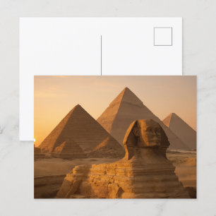Egyptian Postcard Sphinx Pyramids Golden Hour