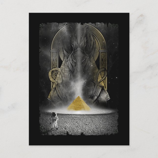 Egyptian Pyramid Esthetic Moon Astronaut Anubis Postcard (Front)