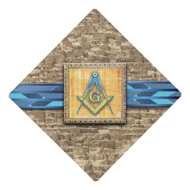 Egyptian Pyramid Square Compass Graduation Cap Topper (Front)