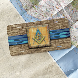 Egyptian Pyramid Square Compass License Plate