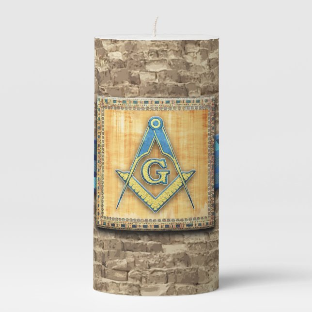 Egyptian Pyramid Square Compass Pillar Candle (Front)