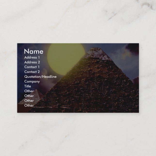 Egyptian pyramid with sun in background business card (Front)