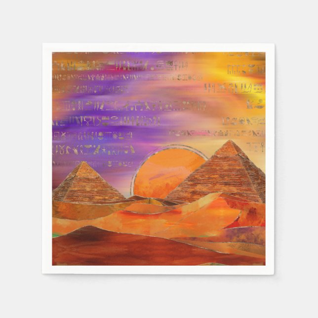 Egyptian pyramids abstract landscape Mixed Media Napkins (Front)