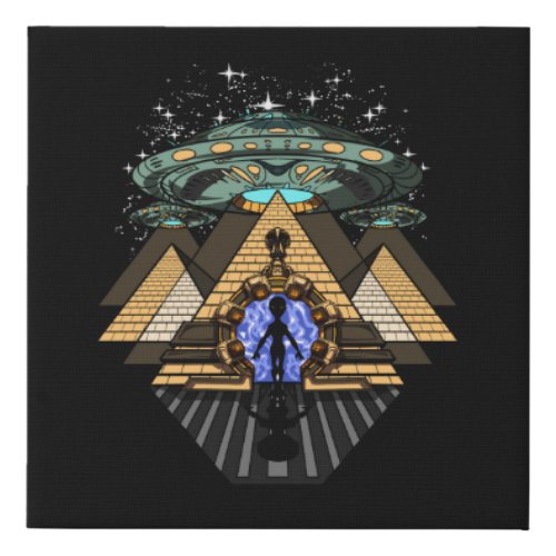 Egyptian Pyramids Alien Space Annunaki Conspiracy Faux Canvas Print