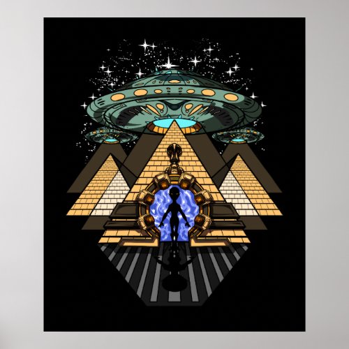 Egyptian Pyramids Alien Space Annunaki Conspiracy Poster