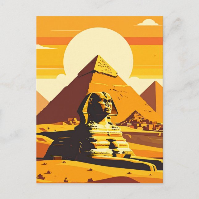 Egyptian Pyramids and Sphinx Vintage Postcard (Front)