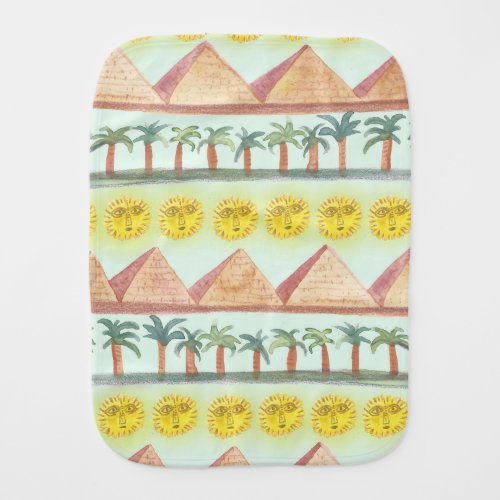 Egyptian Pyramids Baby Burp Cloth Suns  Palms