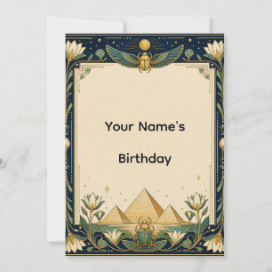 Egyptian Pyramids Birthday Party Invitation Navy