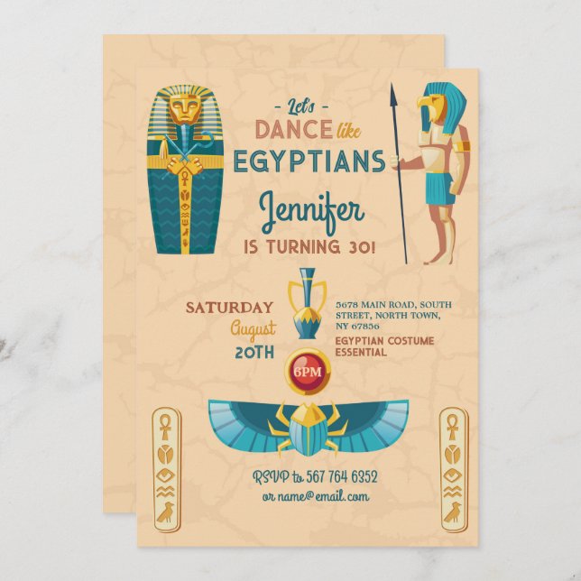 Egyptian Pyramids Birthday Pharaohs Invite (Front/Back)