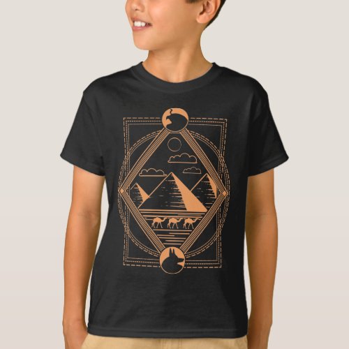 Egyptian Pyramids Camels Anubis Horus Geometry T_Shirt