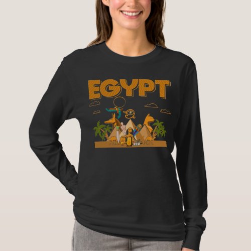 Egyptian Pyramids Camels Pharaoh Sphinx Horus Eye T_Shirt