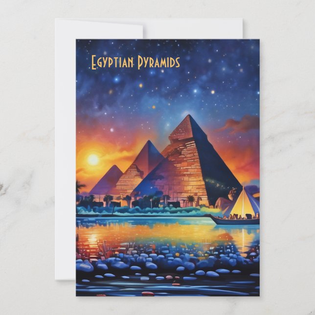 Egyptian pyramids Flat Holiday Card (Front)