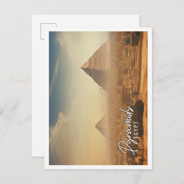 Egyptian Pyramids of Giza at sunset Cairo Egypt Postcard (Front/Back)