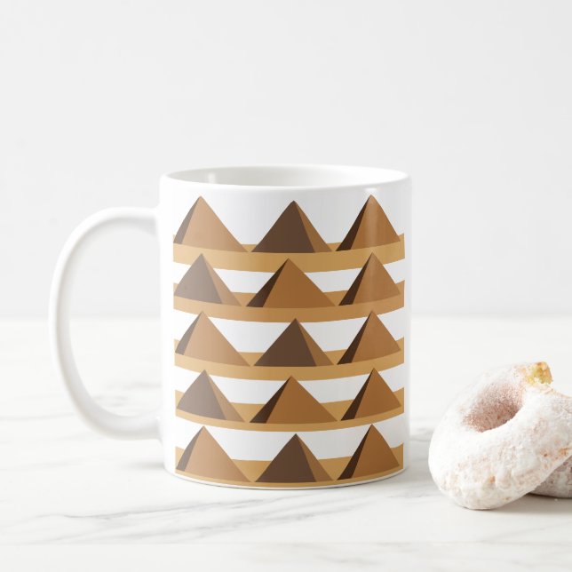 Egyptian Pyramids Pattern Coffee Mug (With Donut)