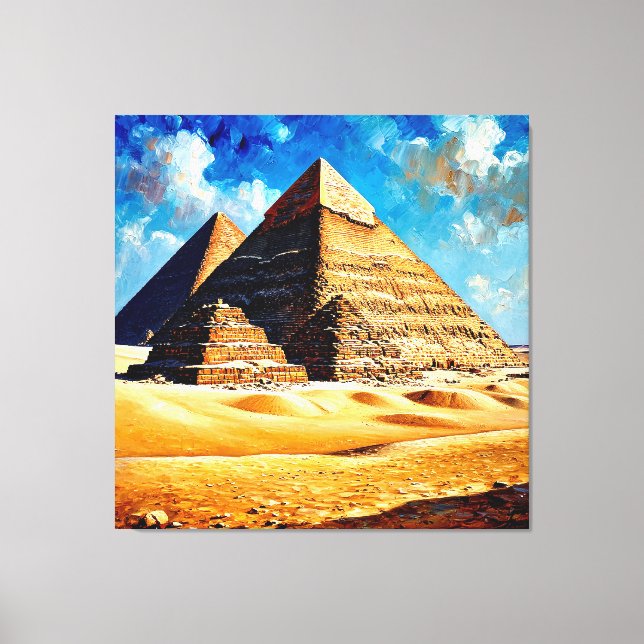 Egyptian Pyramids Under a Bright Blue Sky Canvas Print (Front)