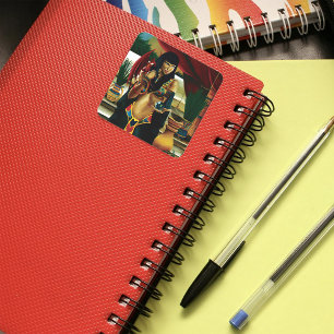 Egyptian Queen Cat Dragon Square Sticker