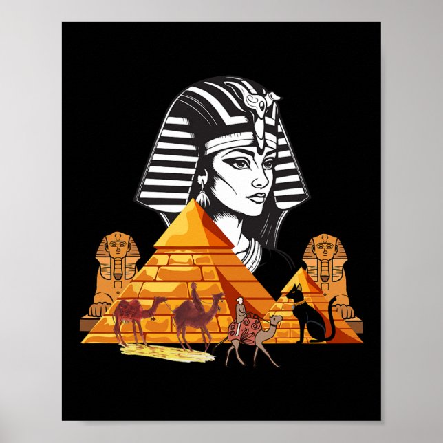 Egyptian Queen Cleopatra Head Pyramid Ancient Egyp Poster (Front)