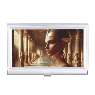 Egyptian Queen Majestic Art: Ancient Royalty Gold Business Card Case