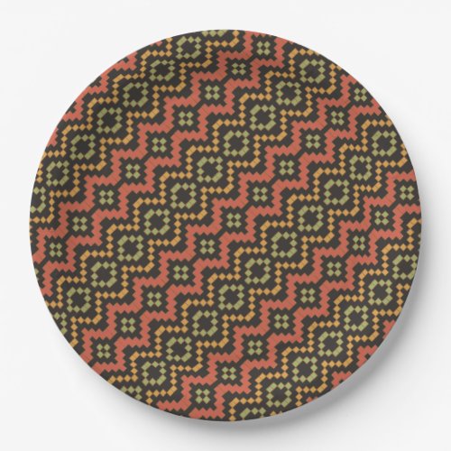 Egyptian Red and Black Tribal Paper Plate