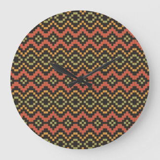 Egyptian Red and Black Tribal Round Wall Clock