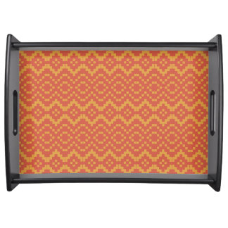 Egyptian Red and Yellow Tribal Serving Tray