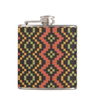Egyptian Red Black Green Tribal Basket Weave Flask