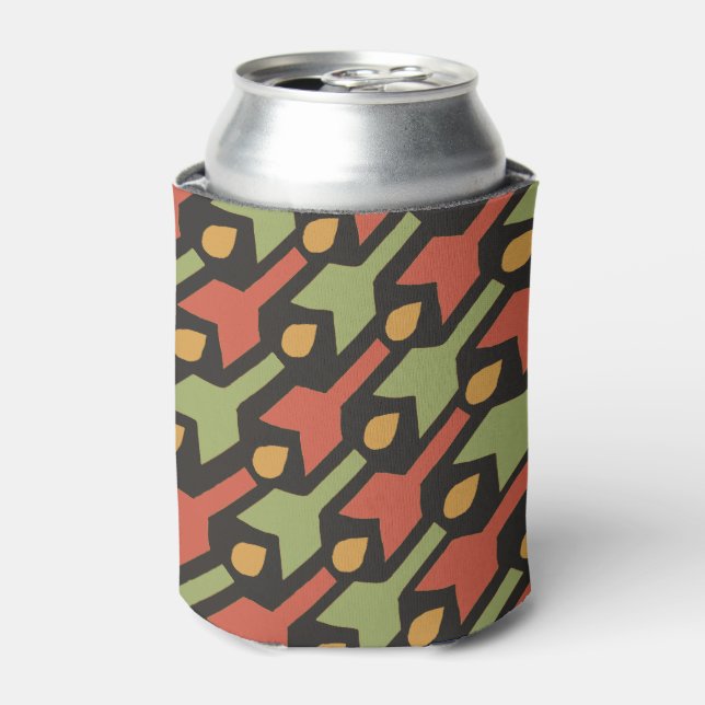 Egyptian Red Green Arrow Pattern Can Cooler (Can Front)