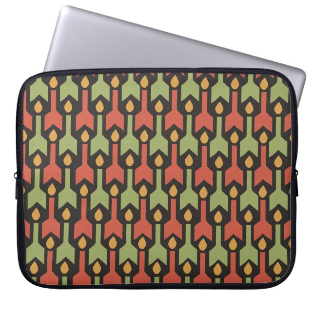 Egyptian Red Green Arrow Pattern Laptop Sleeve (Front)