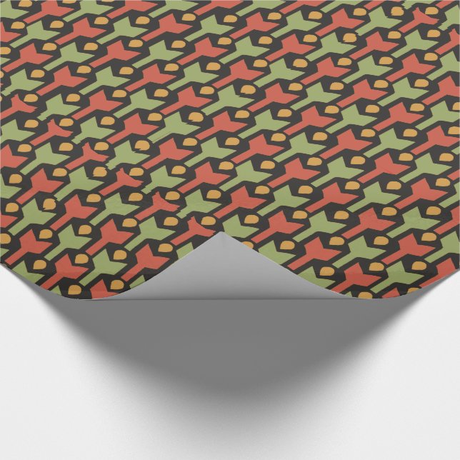 Egyptian Red Green Arrow Pattern Wrapping Paper (Corner)