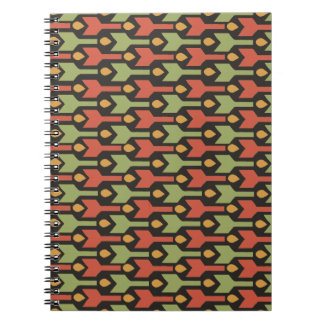 Egyptian Red Green Black Arrows Spiral Notebook