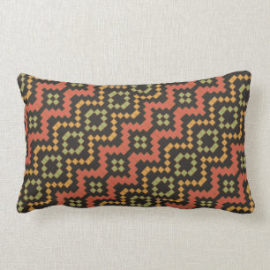 Egyptian Red Green Black Tribal Lumbar Pillow