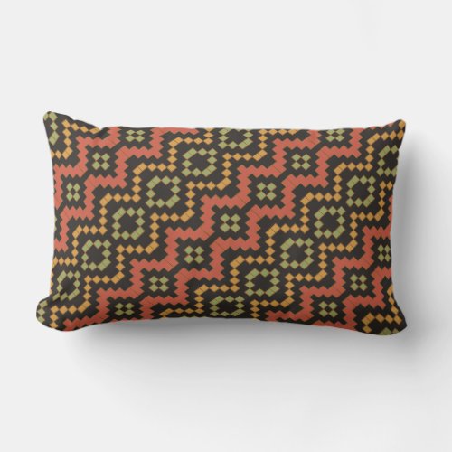 Egyptian Red Green Black Tribal Lumbar Pillow