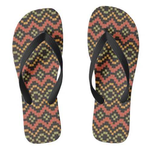 Egyptian Red Green Black Tribal Unisex Flip Flops