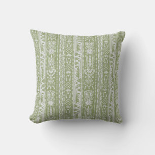 Egyptian Revival Stripes, Reed Green Throw Pillow