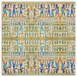 Egyptian Rithual Pattern Blue, Turquoise, Yellow Fabric