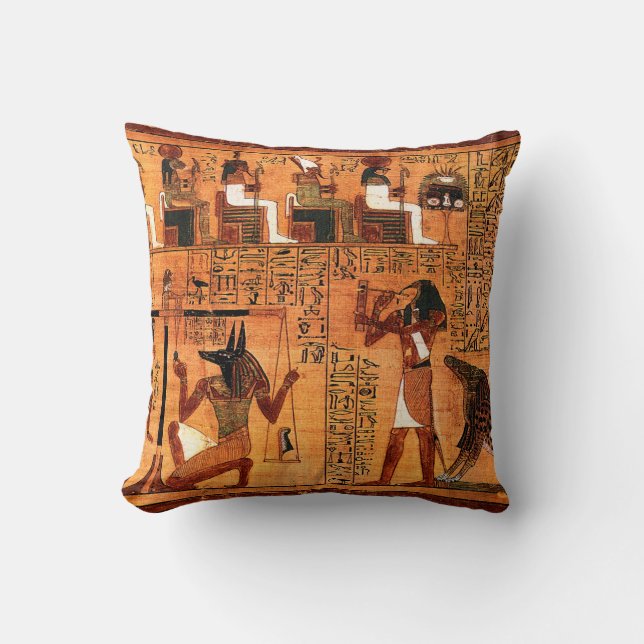 Egyptian Royal Papyrus Throw Pillow (Front)