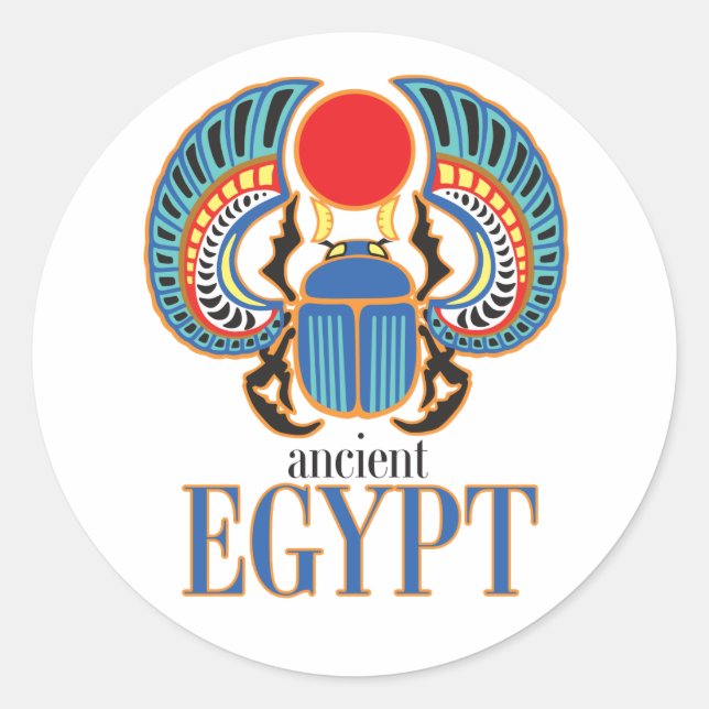 Egyptian scarab beetle. Ancient Egypt Classic Round Sticker (Front)